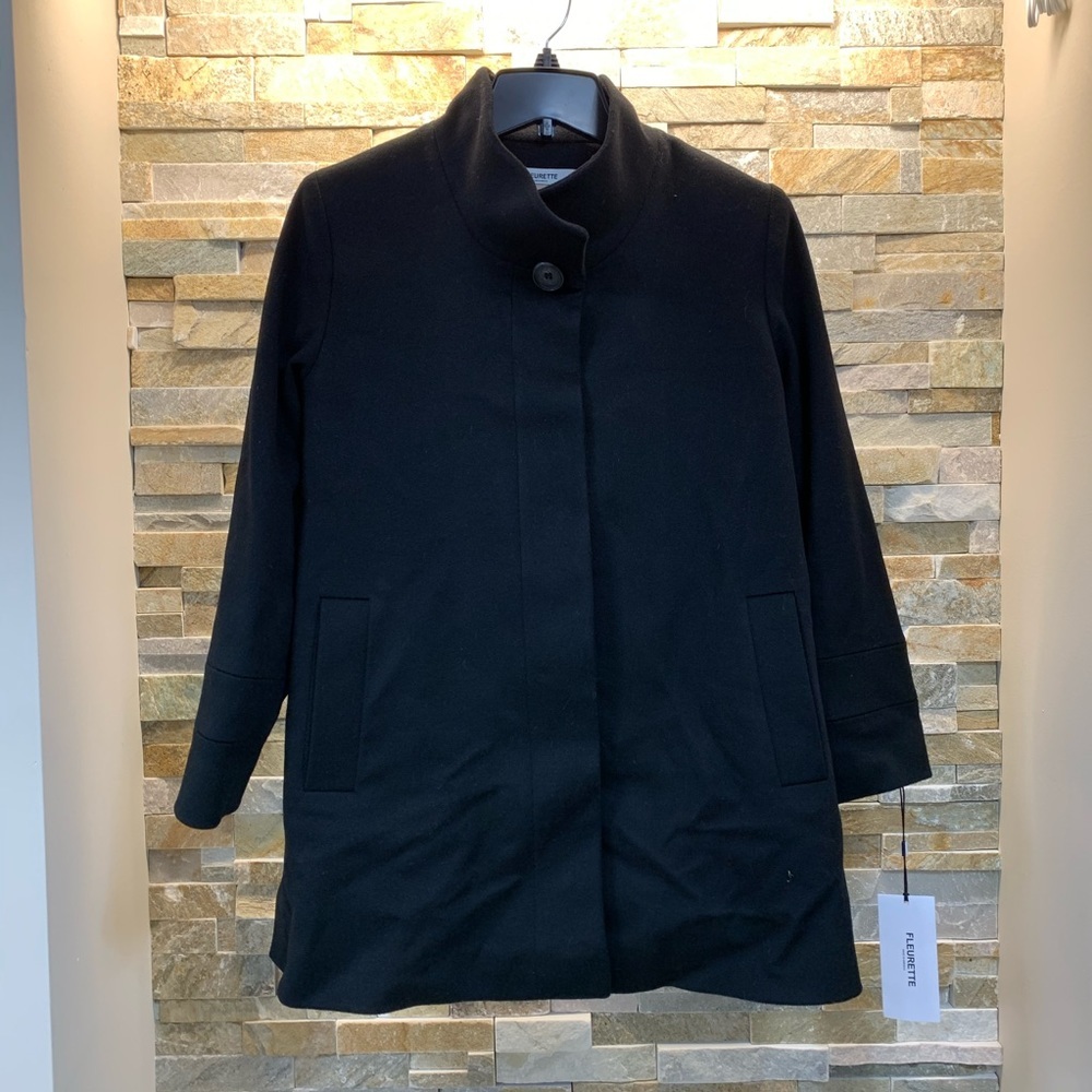 🎁 Fleurette Stand Collar Wool Car Coat - Picture 4 of 9
